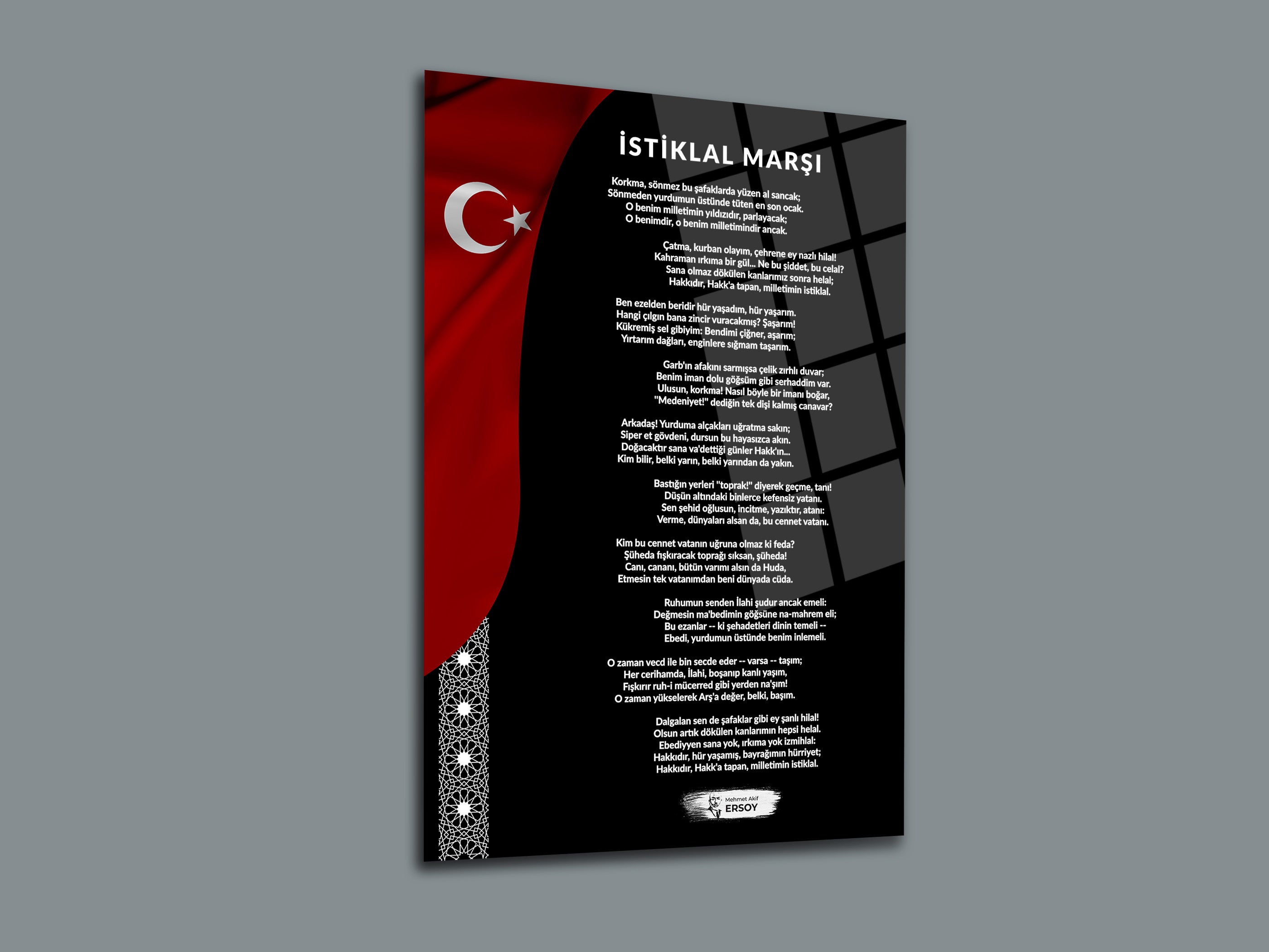 Atatürk-Gençliğe Hitabe-İstiklal Marşı Cam Tablo Set-1
