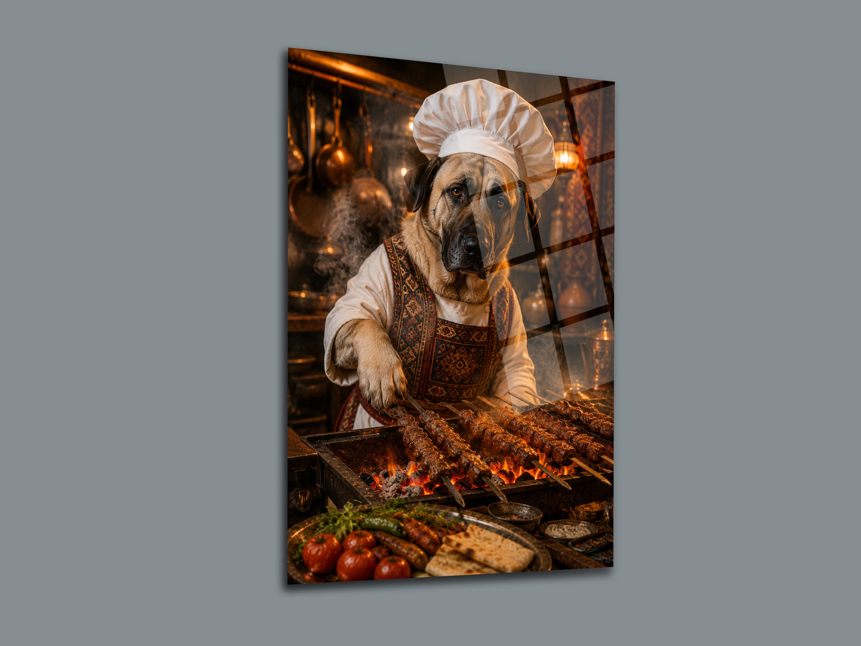 Aşçı Köpek Cam Tablo-1