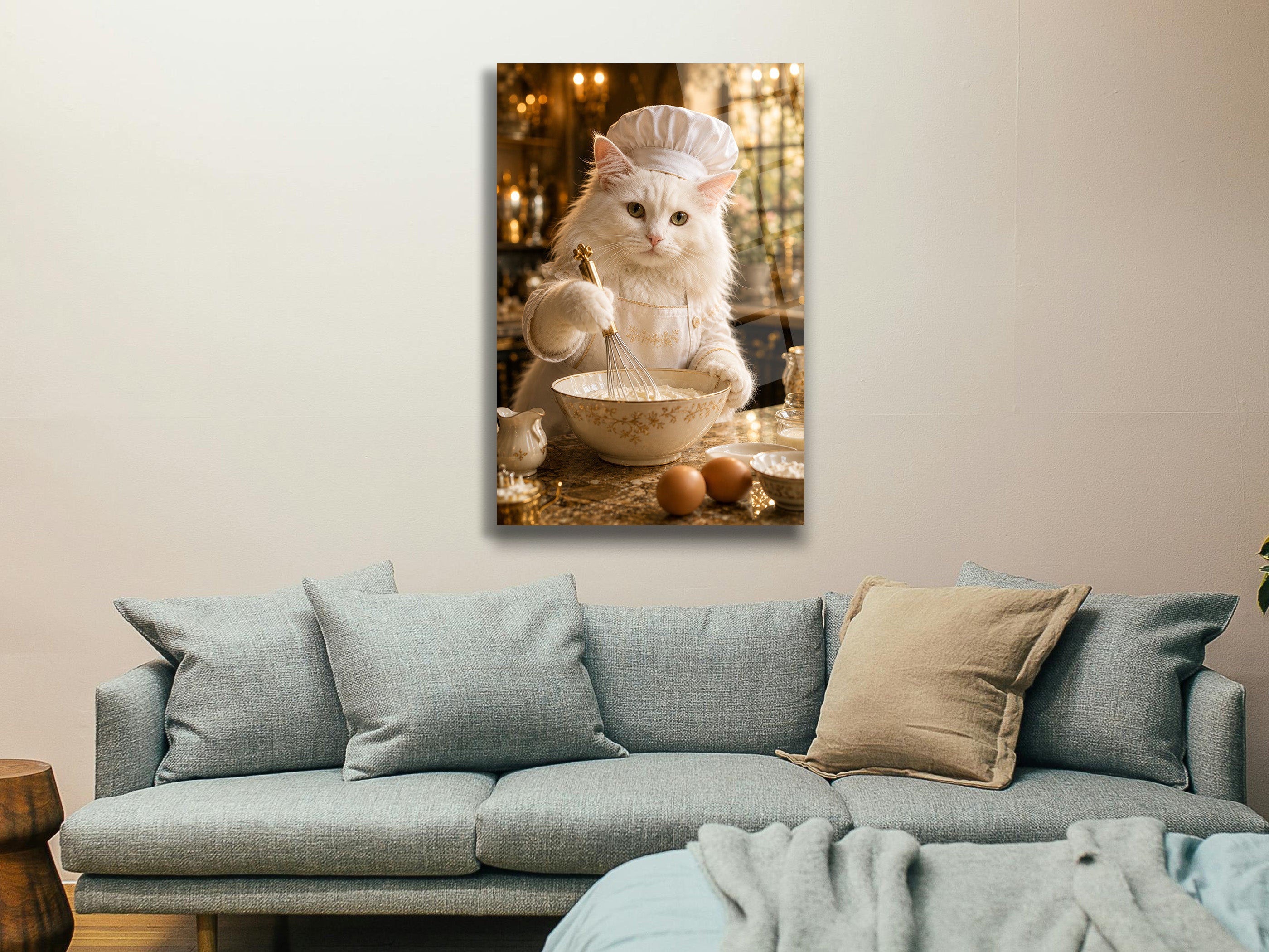 Aşçı Kedi Cam Tablo-2