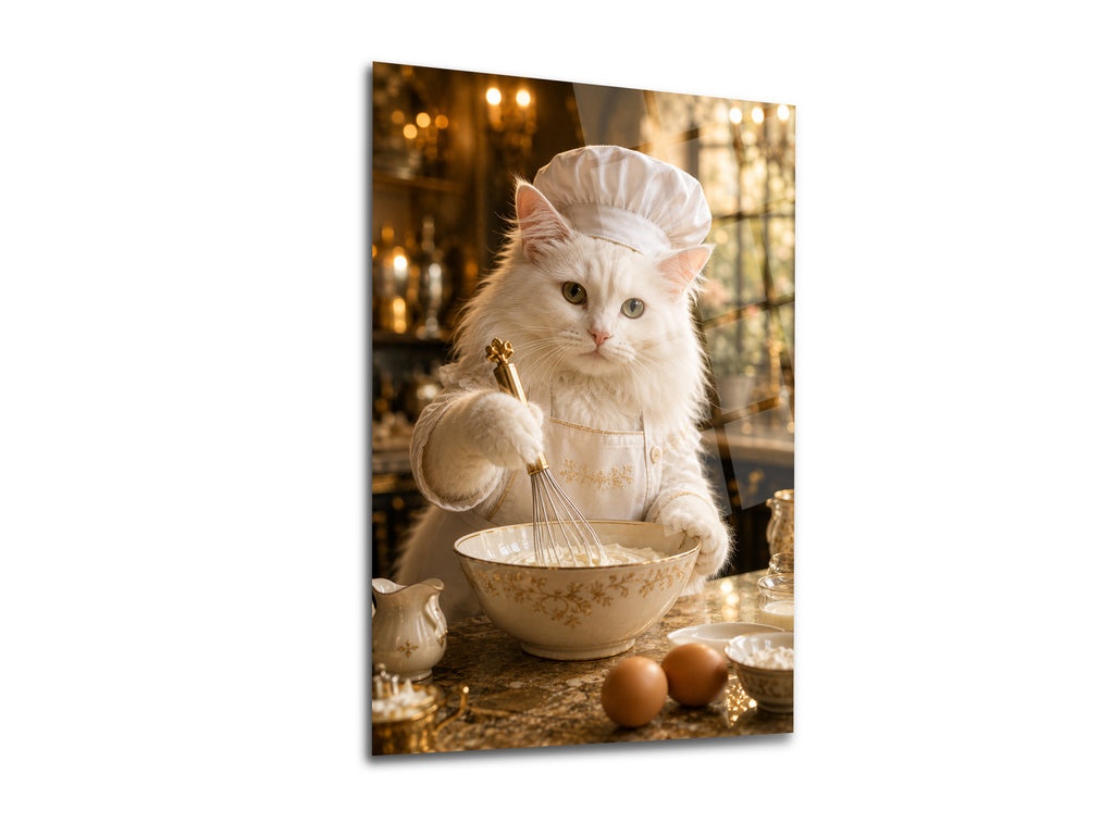 Aşçı Kedi Cam Tablo-2