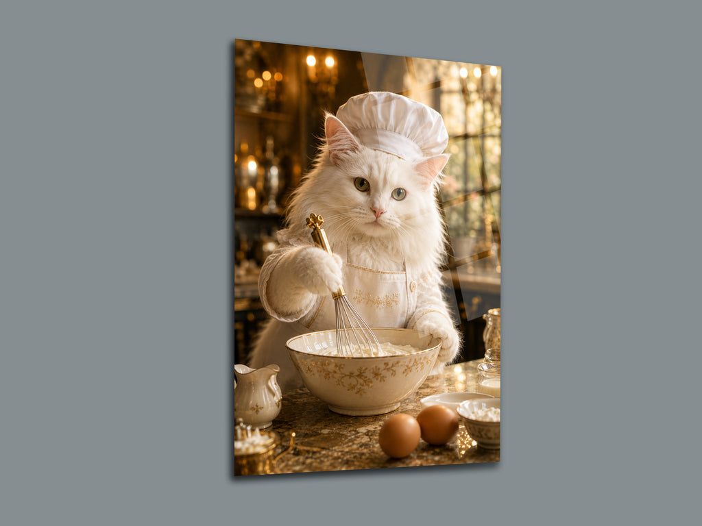 Aşçı Kedi Cam Tablo-2
