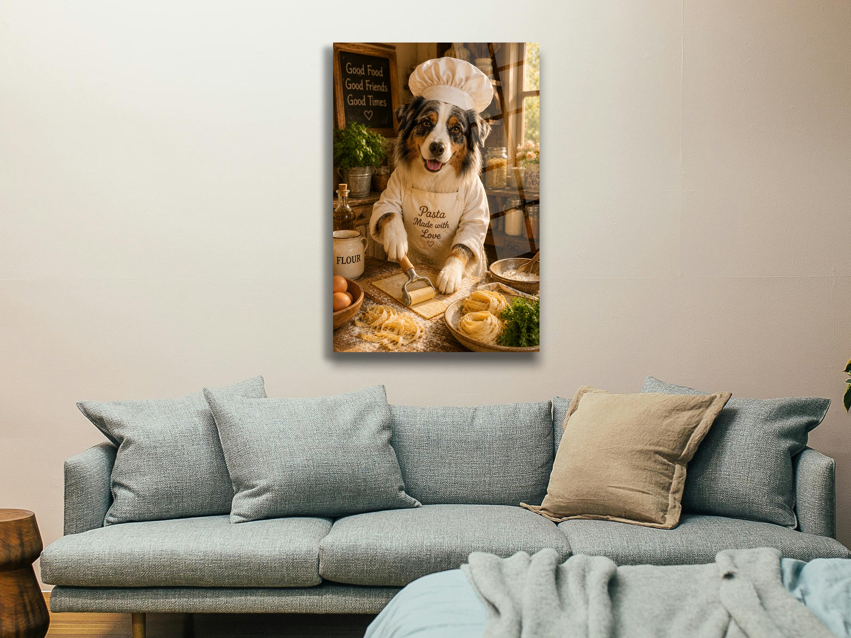 Aşçı Köpek Cam Tablo-2