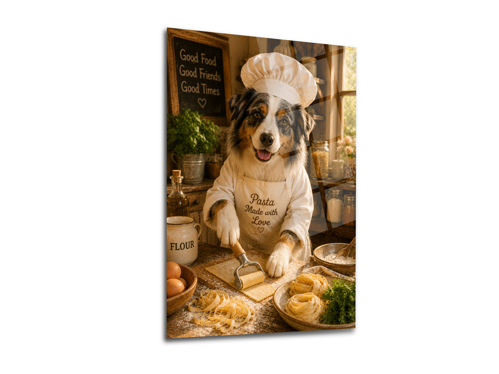 Aşçı Köpek Cam Tablo-2