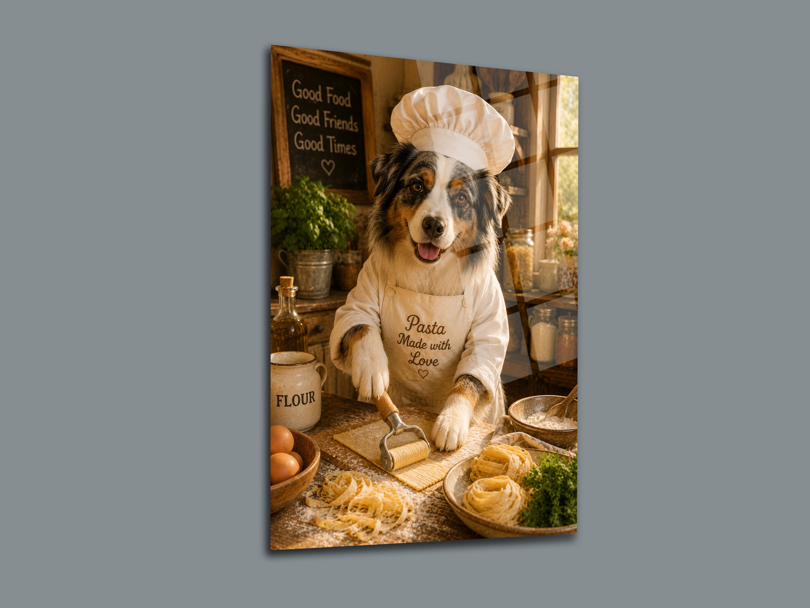 Aşçı Köpek Cam Tablo-2