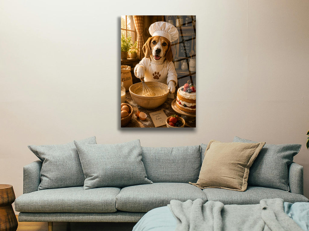 Aşçı Köpek Cam Tablo-3
