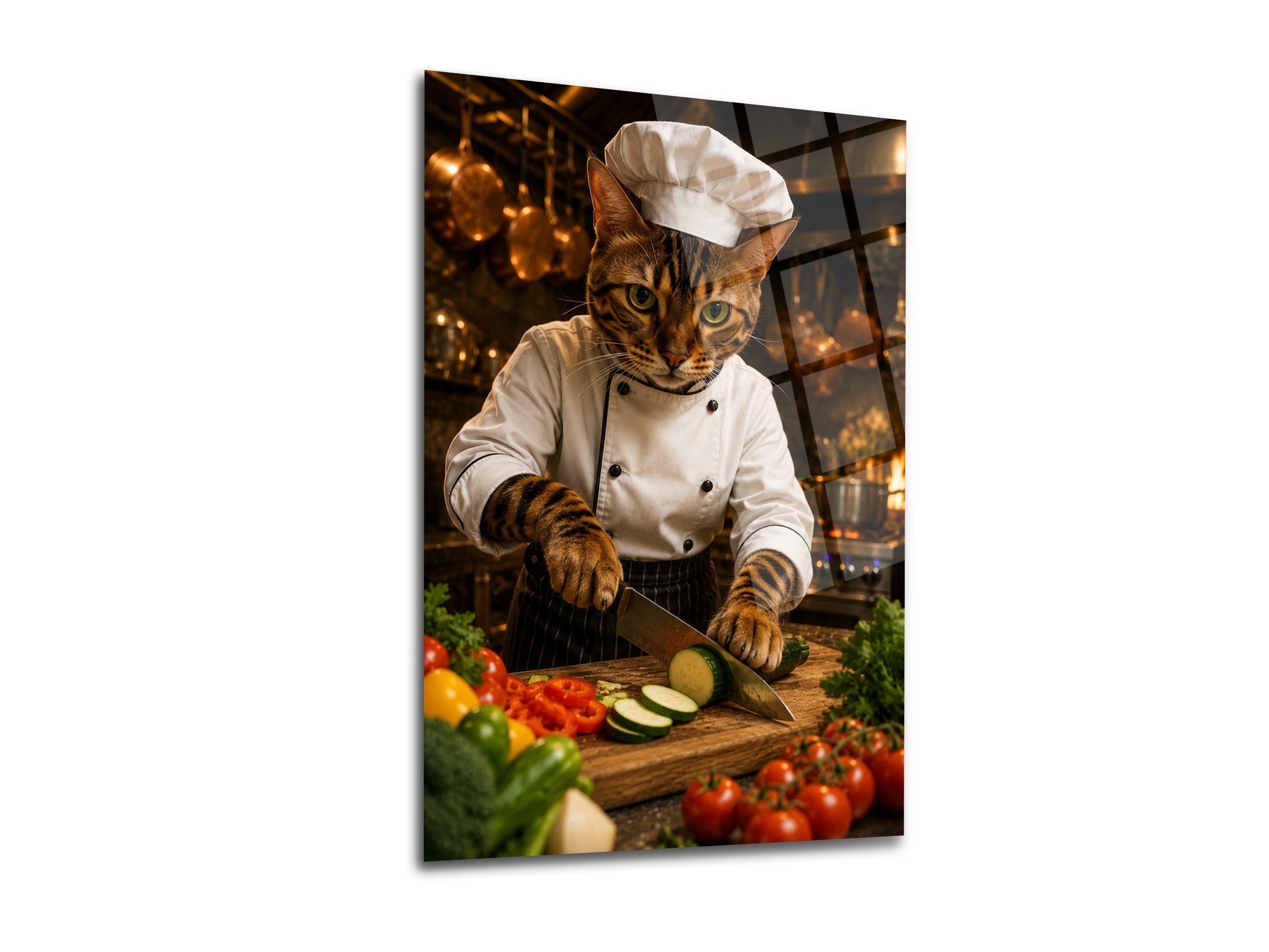 Aşçı Kedi Cam Tablo-3