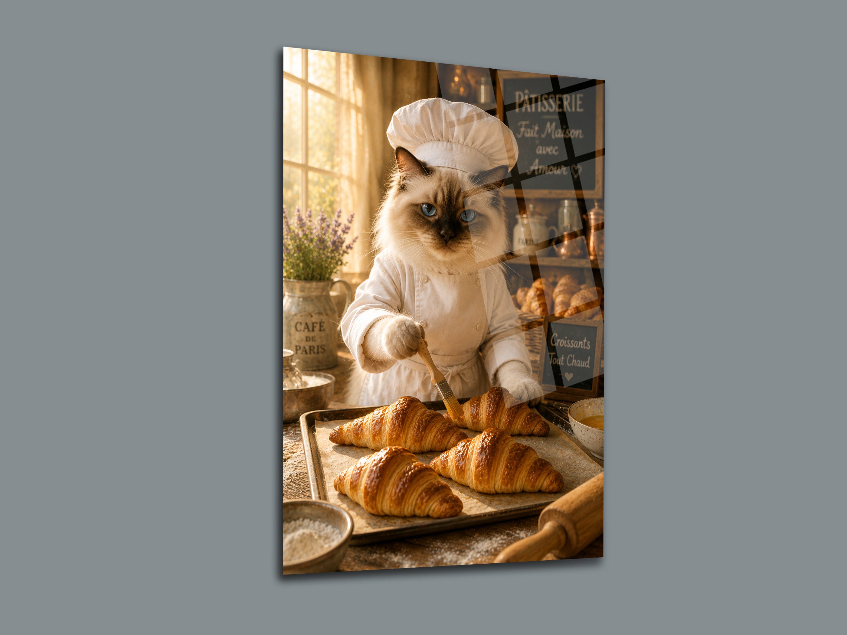 Aşçı Kedi Cam Tablo-4