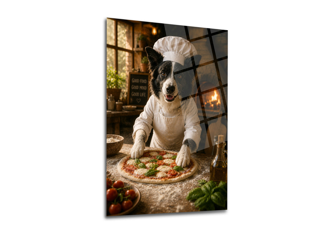 Aşçı Köpek Cam Tablo-4