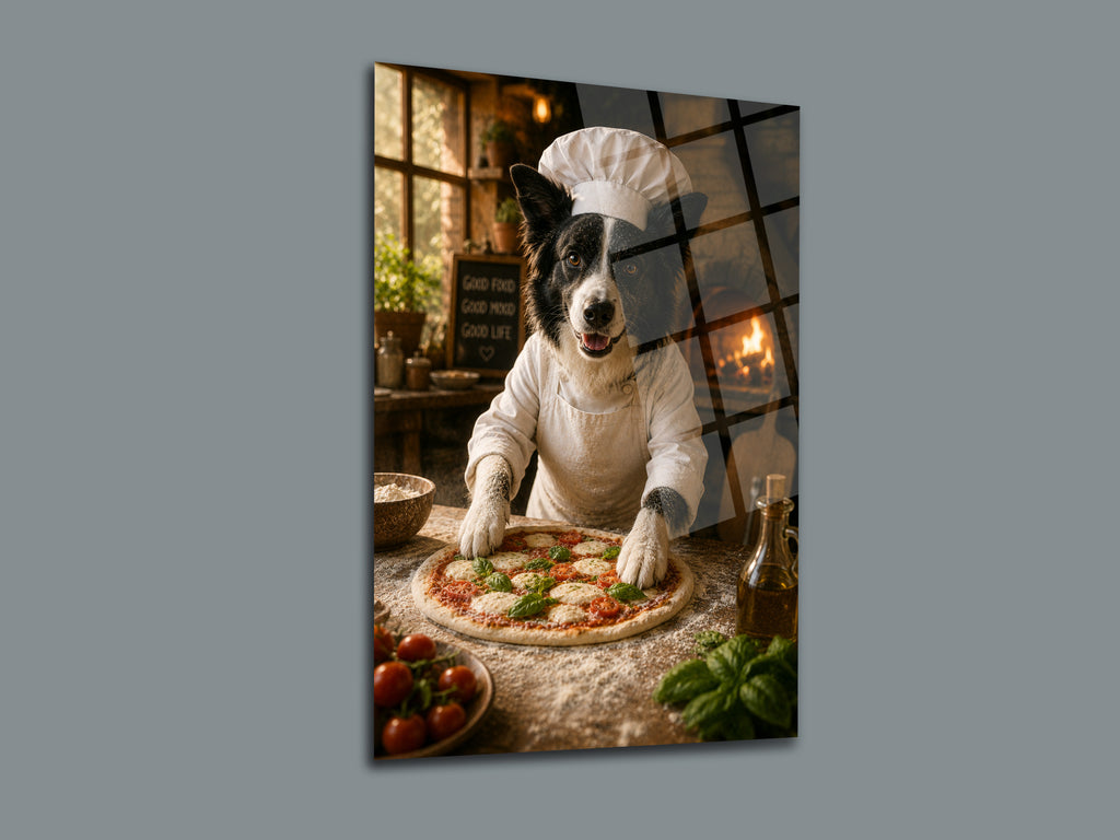 Aşçı Köpek Cam Tablo-4