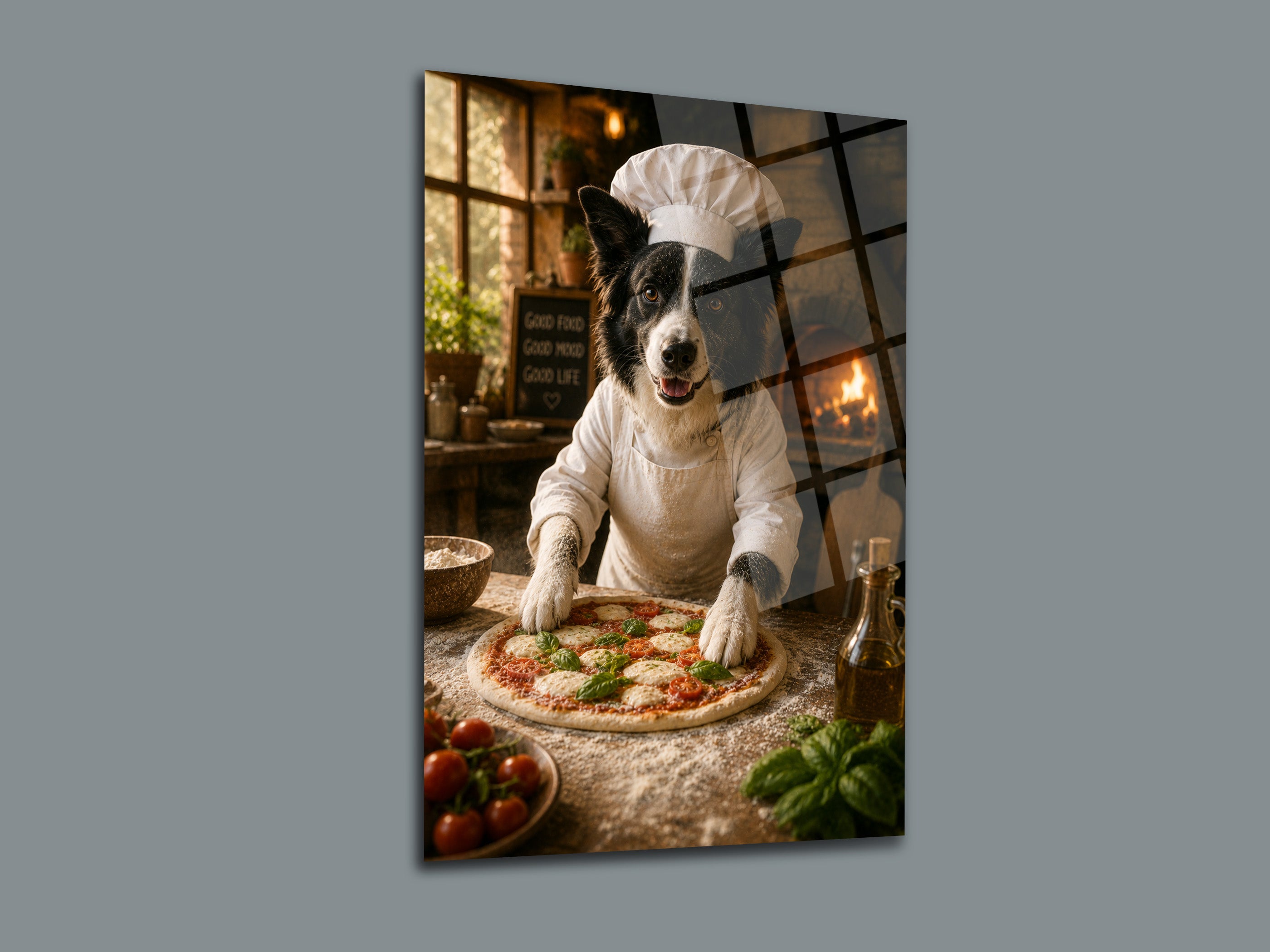 Aşçı Köpek Cam Tablo-4
