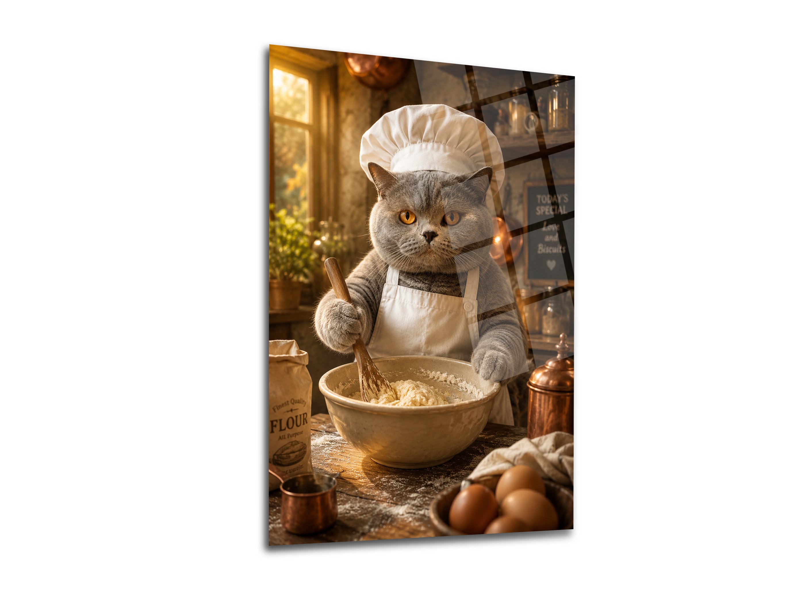 Aşçı Kedi Cam Tablo-5