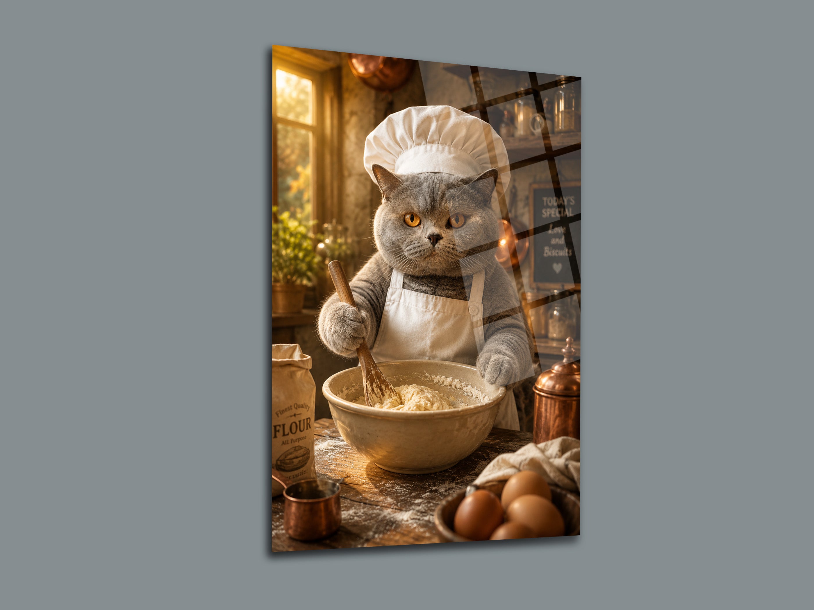 Aşçı Kedi Cam Tablo-5