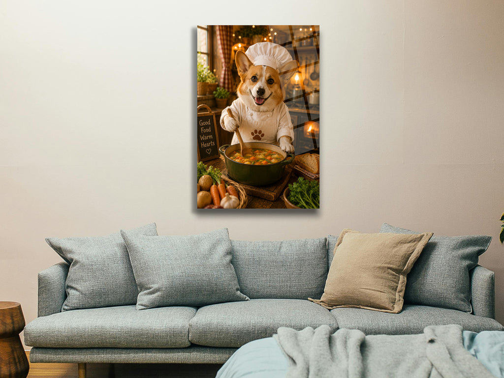 Aşçı Köpek Cam Tablo-6