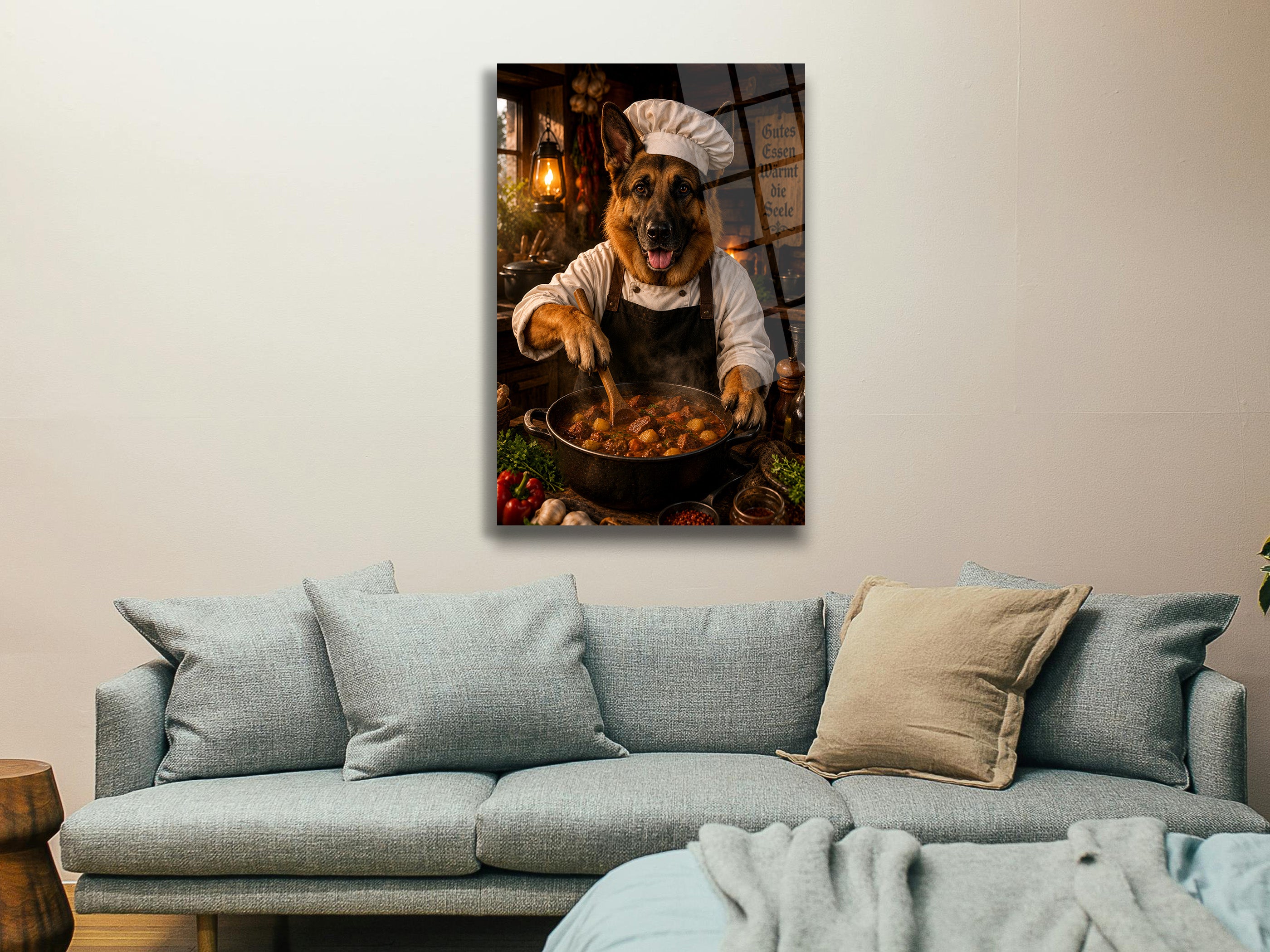 Aşçı Köpek Cam Tablo-10