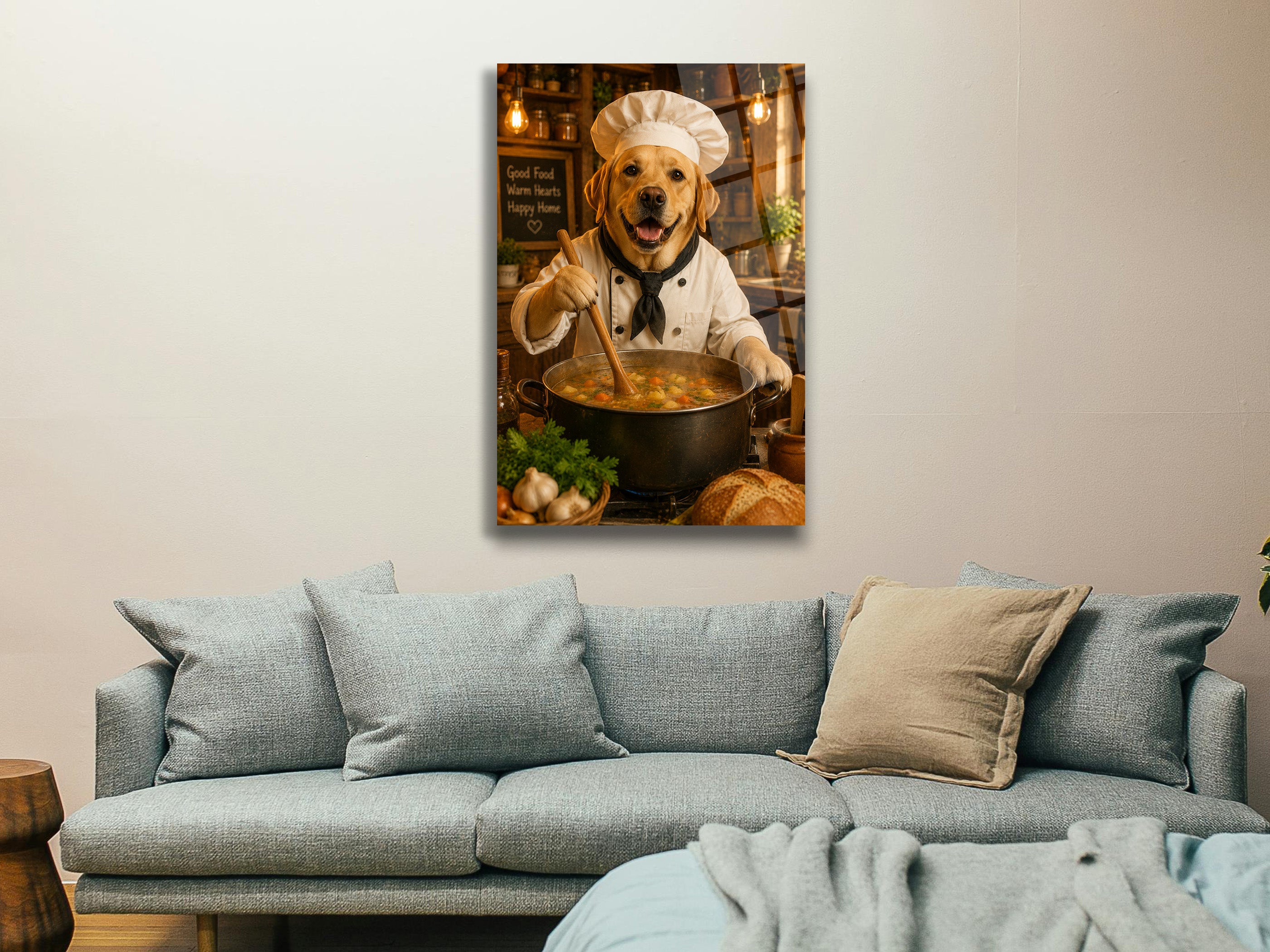 Aşçı Köpek Cam Tablo-12