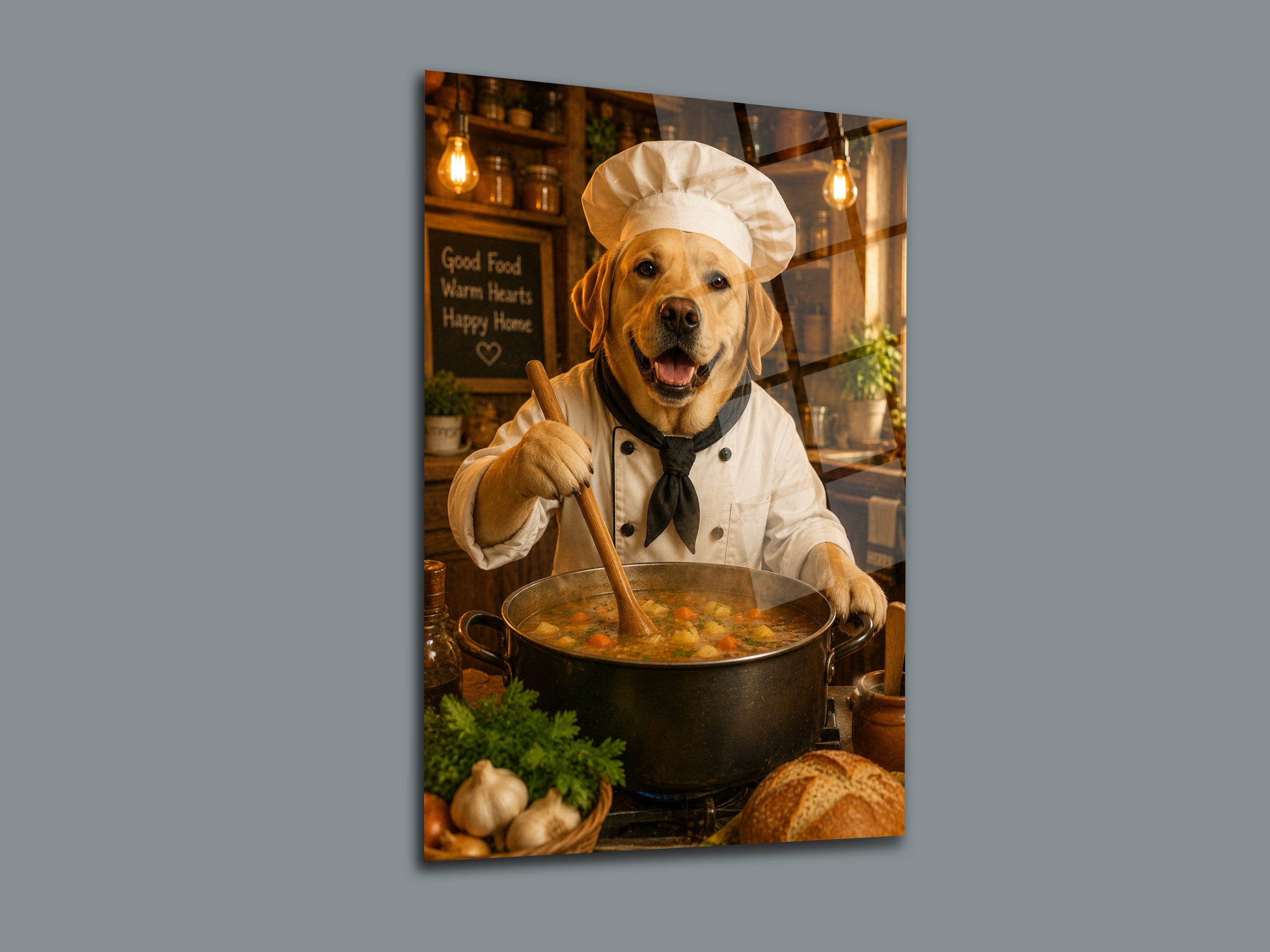 Aşçı Köpek Cam Tablo-12