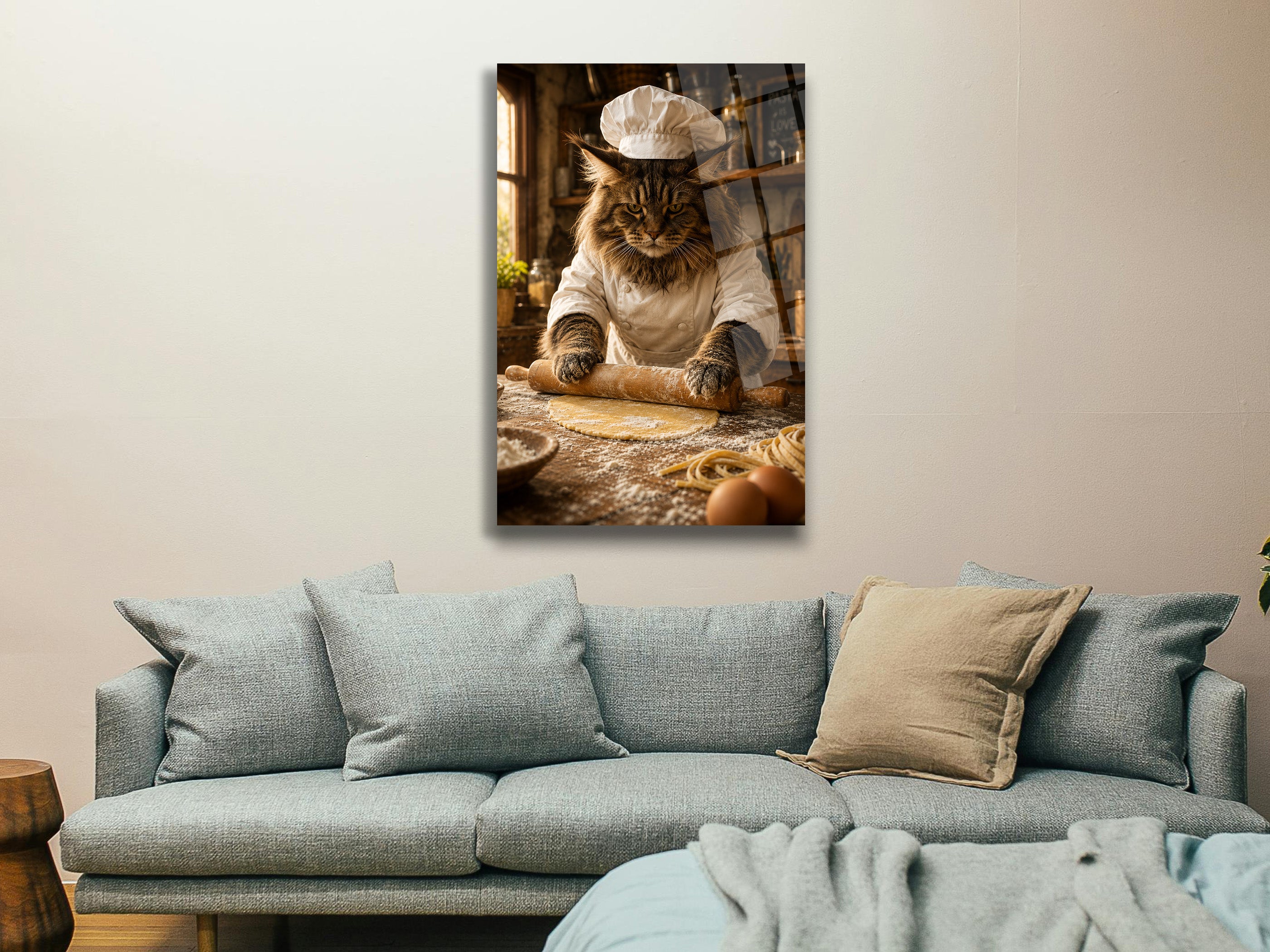 Aşçı Kedi Cam Tablo-7