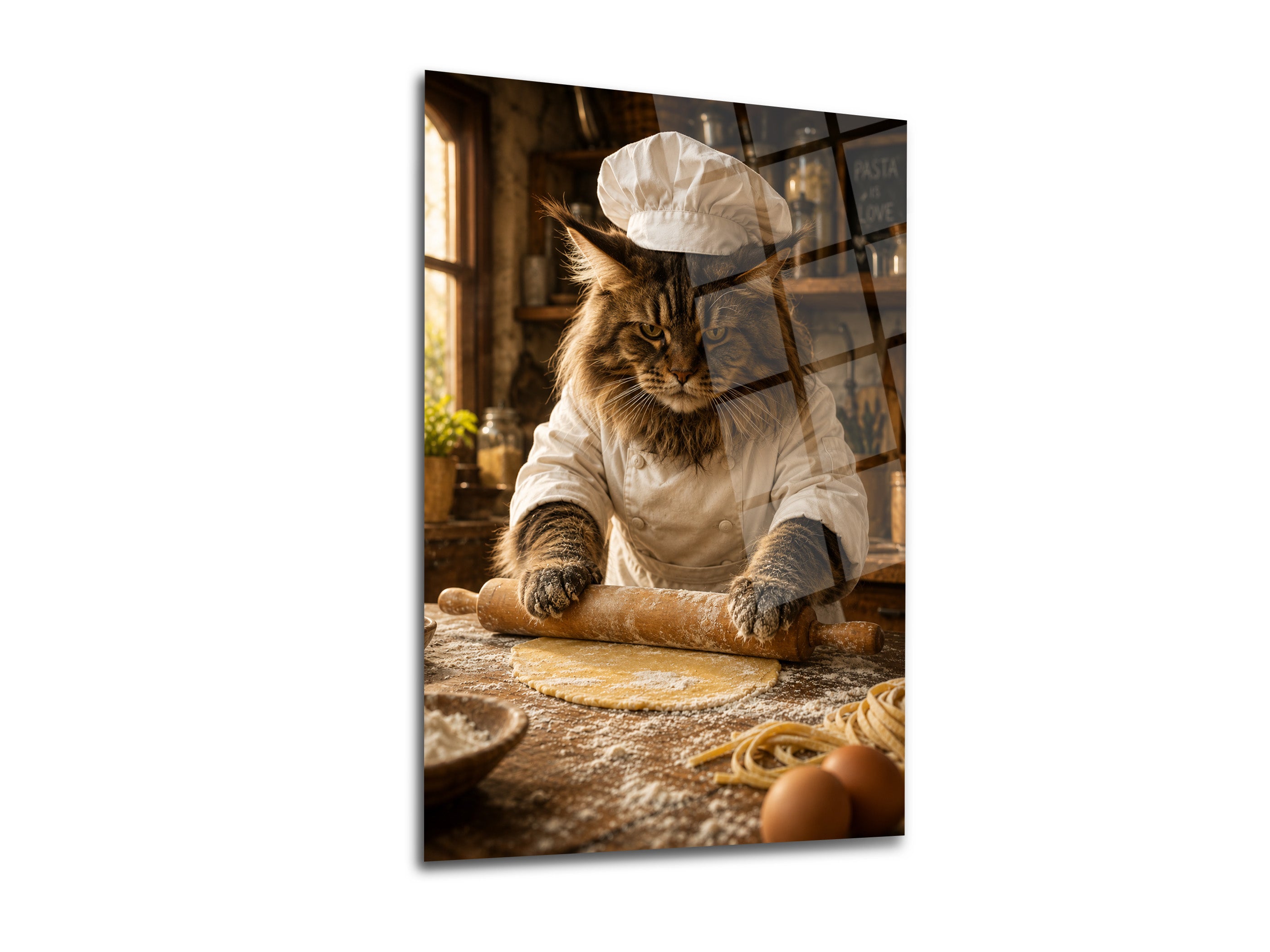 Aşçı Kedi Cam Tablo-7