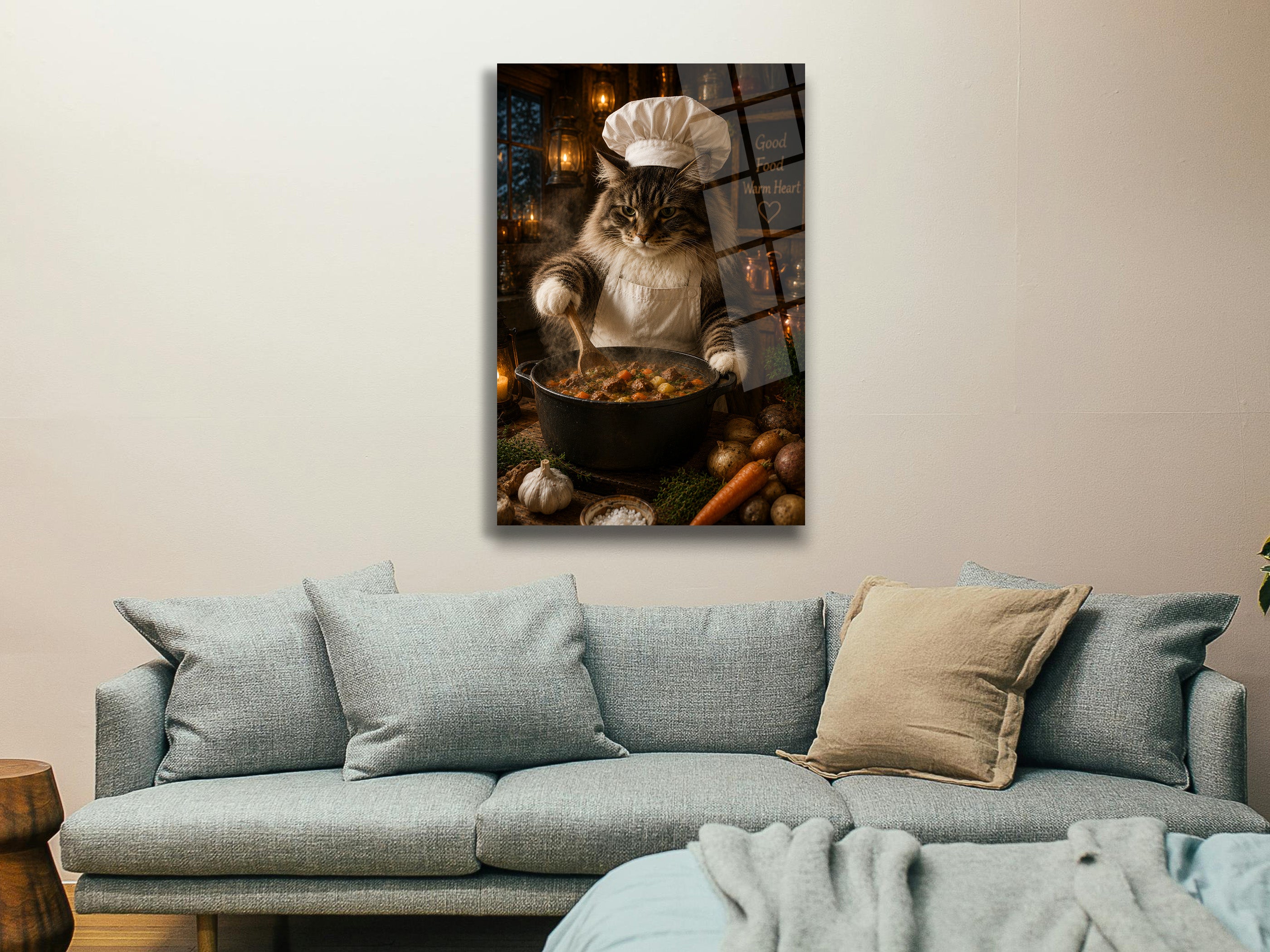 Aşçı Kedi Cam Tablo-8