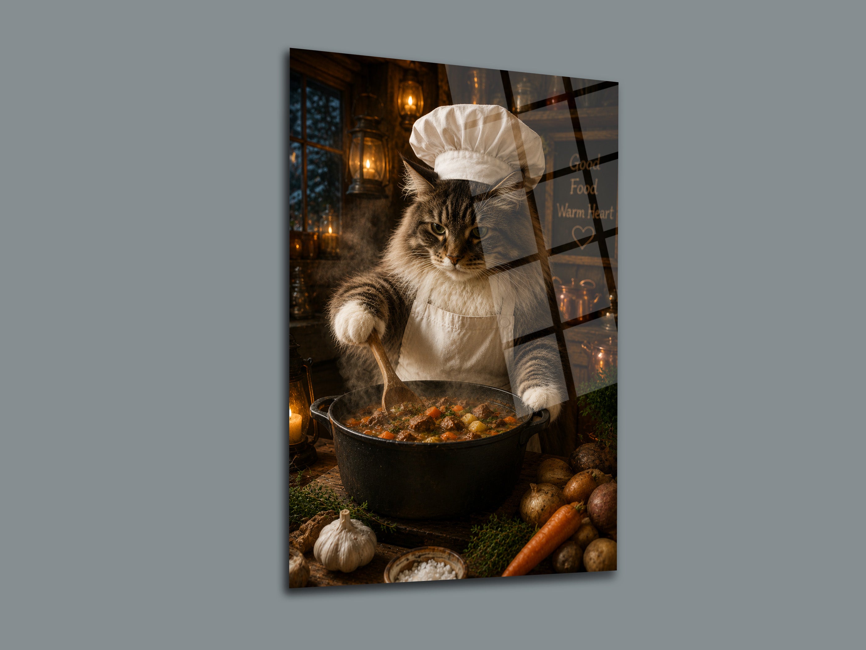 Aşçı Kedi Cam Tablo-8