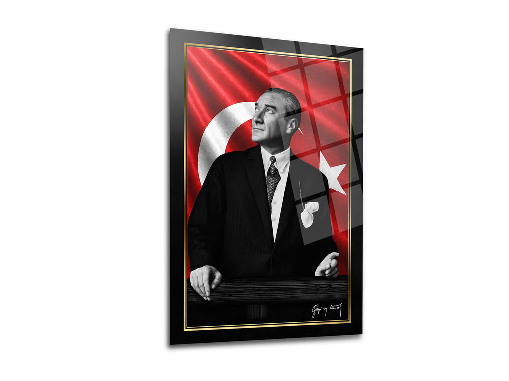 Atatürk 3'lü Set Cam Tablo-4 Atatürk Tablosu-İstiklal Marşı Tablosu-Gençliğe Hitabe Tablosu (Kopya)