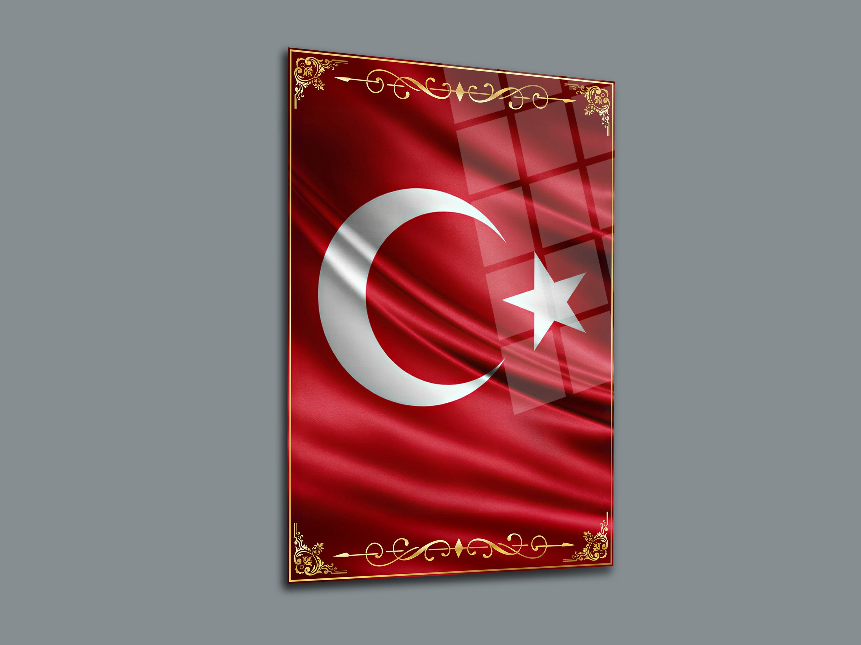 Türk Bayrağı Cam Tablo-12