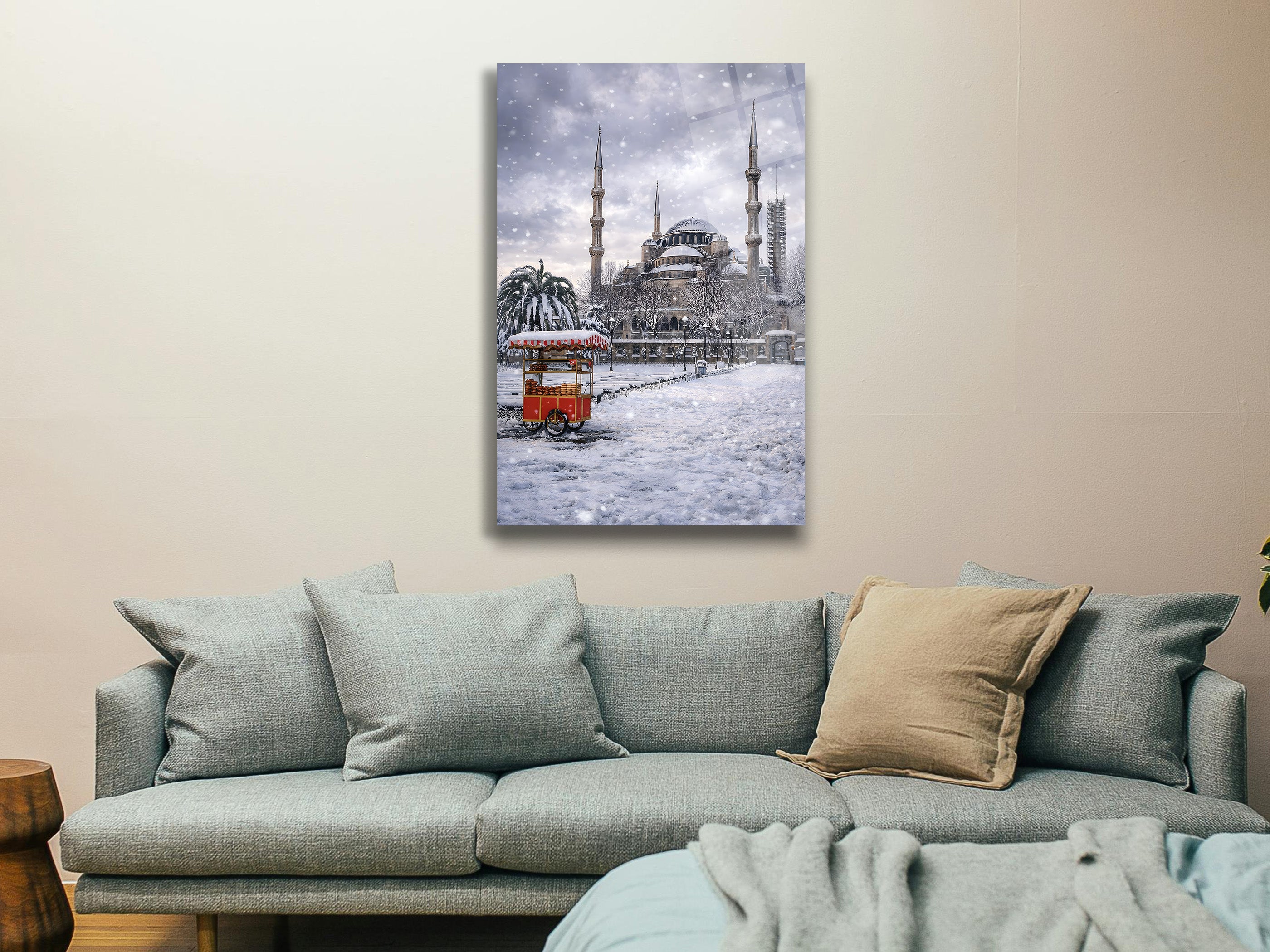 Sultanahmet Camii Kış Manzarası Cam Tablo - Dini Tablo - İslami Tablo
