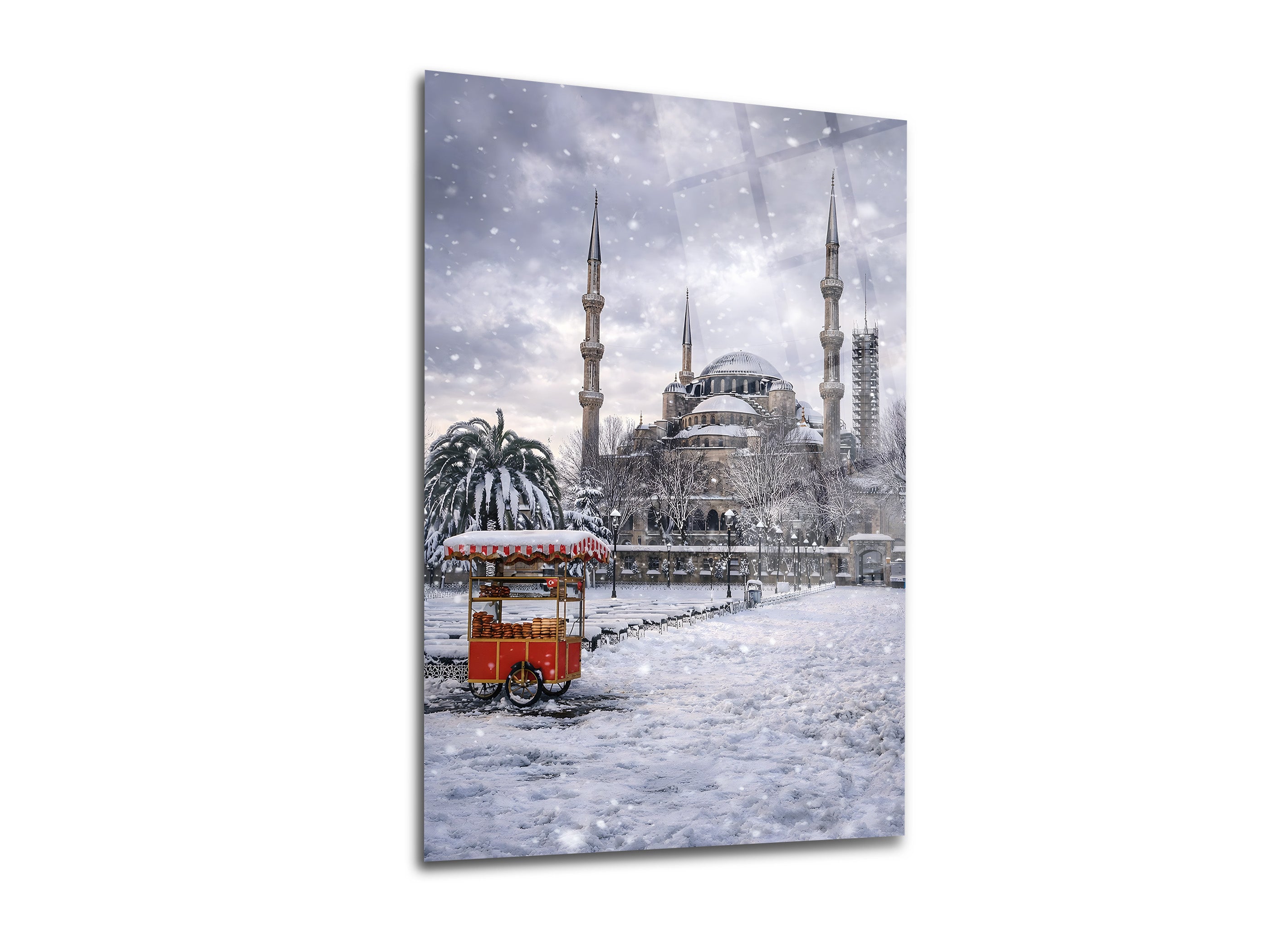 Sultanahmet Camii Kış Manzarası Cam Tablo - Dini Tablo - İslami Tablo