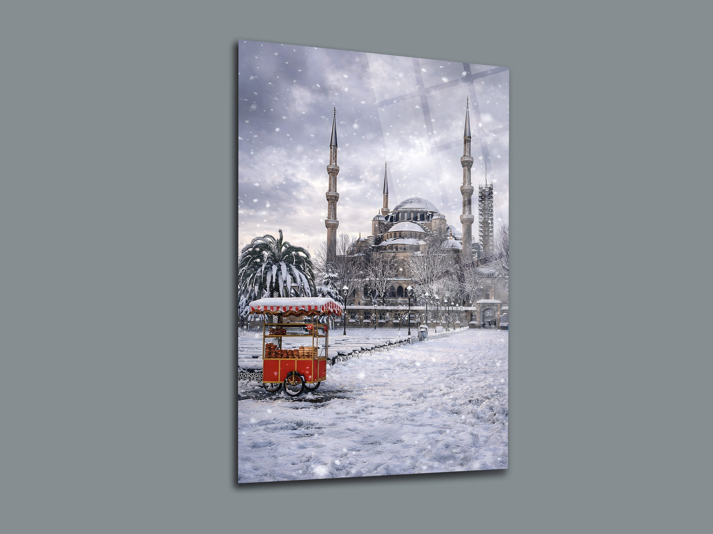 Sultanahmet Camii Kış Manzarası Cam Tablo - Dini Tablo - İslami Tablo