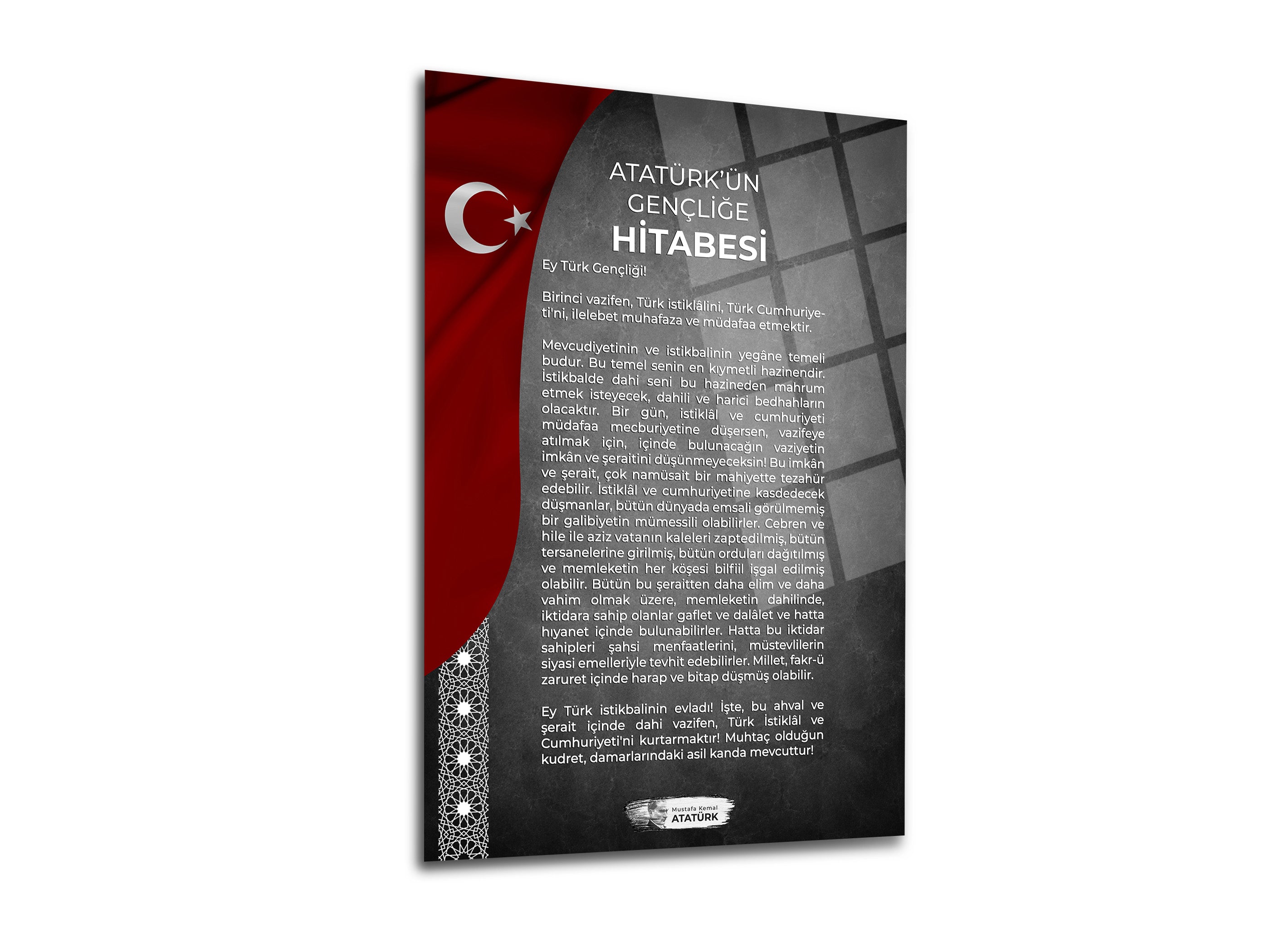 Atatürk 3'lü Set Cam Tablo-5 Atatürk Tablosu-İstiklal Marşı Tablosu-Gençliğe Hitabe Tablosu (Kopya) (Kopya)