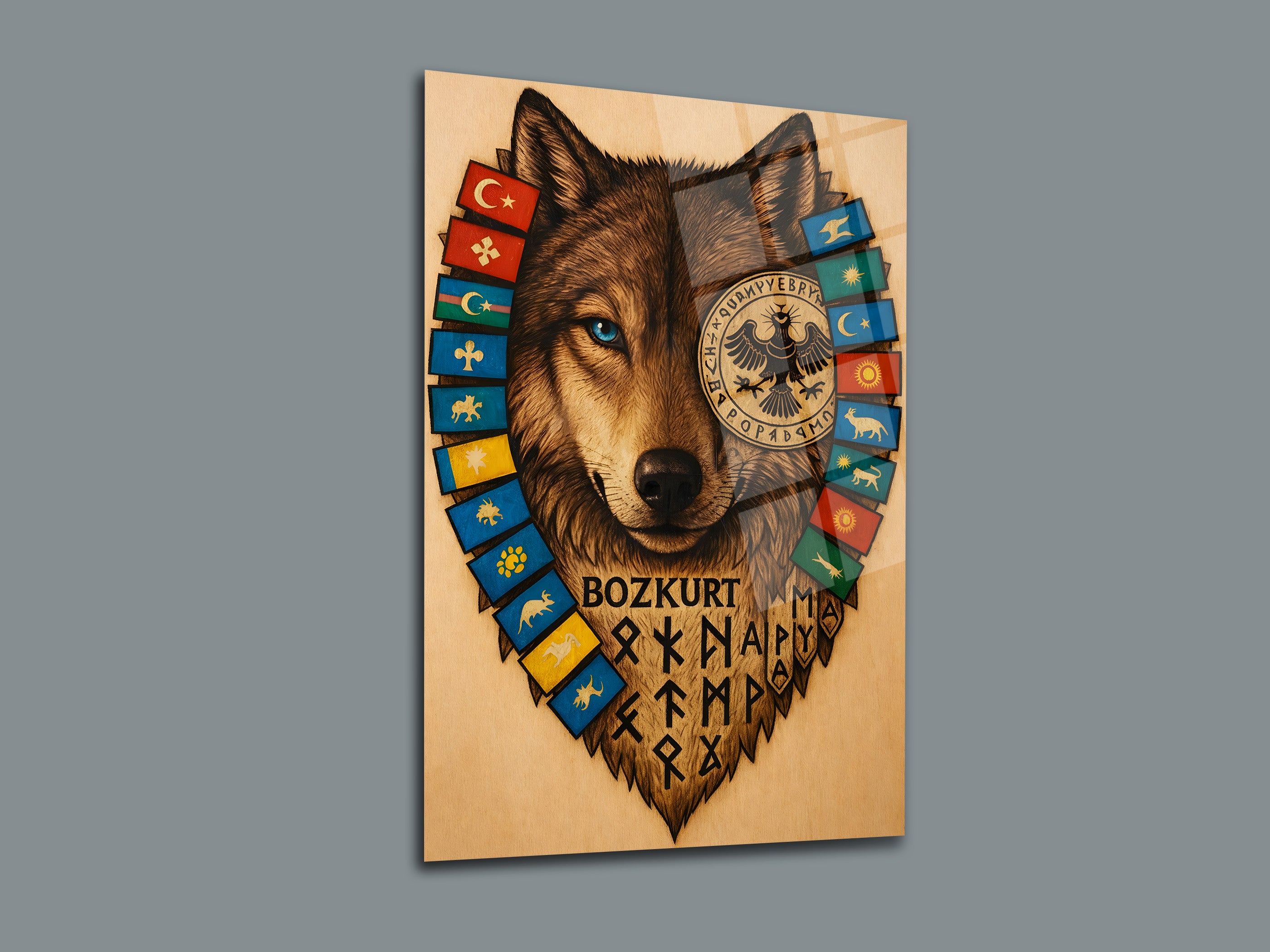 Bozkurt ve Türk Dünyası Cam Tablo